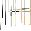 Modern Chandelier with Linear Metallic Rods and Various Hanging Lengths for Contemporary Interior Spaces