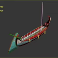 Traditional Turquoise Gondola Boat With Red Accents Yellow Buoys And Classic Design