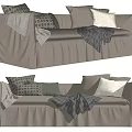 Gray Fabric Sectional Sofa With Patterned Pillows And Throw Blanket 3d model