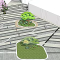 Modern Commercial Landscape Design With Steps Greenery Trees And Pedestrian Open Spaces