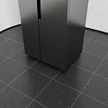 Black Double Door Refrigerator In Modern Interior Space With Decorative Wall Art