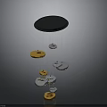Modern Wind Chime With Black Circular Top And Gold Silver Pendants