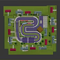 3D Residential Community Model With Colorful Houses Curved Roads Green Lawns And Trees