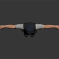 Police Officer In Uniform With Vest Hat And Outstretched Arms On Dark Background