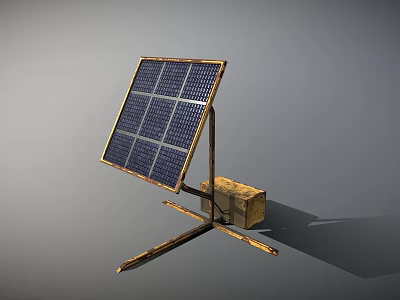 Solar Panel Household Appliance for Home Use with Metal Stand and Wooden Box Device 3d model