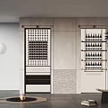 Modern Wine Cabinet With Glass Door And Metal Frame Holding Wine Racks And Bottles