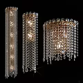 Elegant Crystal Wall Lamps with Hanging Chains and Bright Lighting 3d model