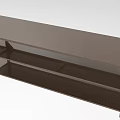 Modern Dining Table Set With Long Tabletop And Two Lower Shelves Dark Finish 3d model