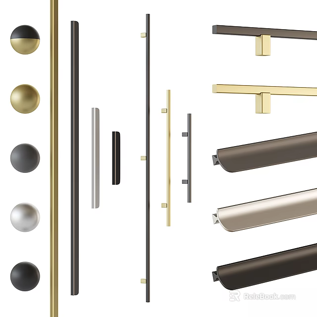 Modern Door Handles in Various Colors and Styles for Home Furniture and Cabinets 3d model 