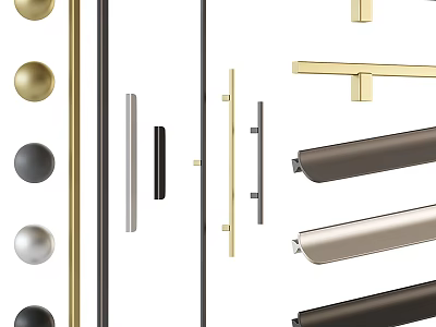 Modern Door Handles in Various Colors and Styles for Home Furniture and Cabinets 3d model