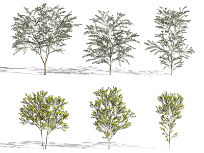Green Leaf Trees and Yellow Flower Shrubs Various Garden Plant Varieties 3d model