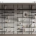 Sleek Black Bookcase With Multiple Shelves Featuring Books Decorative Items And Picture Frame