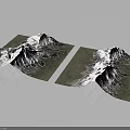 Snow Covered Mountain Terrain 3D Rendered Map Display With Detailed Landscape