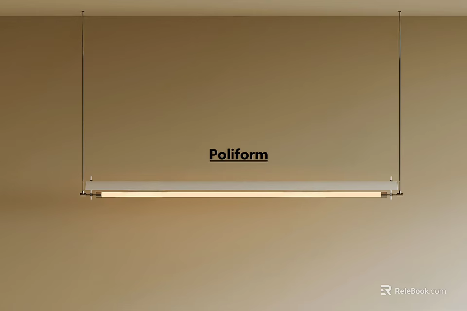 Poliform Modern Linear Pendant Light Suspended In Minimalist Interior With Sleek Design 3d model 