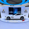 FREEMAN Exhibition Booth With Circular Design Blue Lighting Racing Spirit Sports Car Models