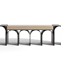 Modern Arched Bench Design With Black Frame And Beige Seat Surface 3d model
