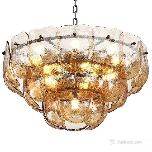 Modern Amber Glass Layered Unique Design Chandelier For Elegant Home Lighting 3d model 