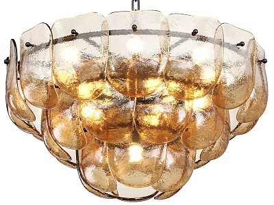 Modern Amber Glass Layered Unique Design Chandelier For Elegant Home Lighting 3d model