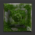 Traditional Stone Lantern With Moss Covered Top And Carved Base Structure