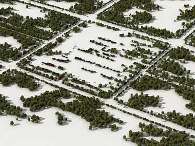 Arbor Plantation In Orderly Rows With Spacious Layout And Green Foliage 3d model