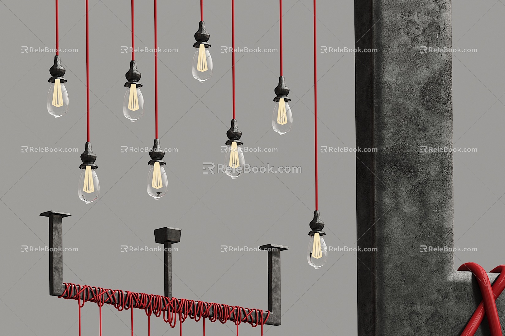 Industrial LOFT chandelier multi-head chandelier 3d model