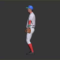 Stylish Baseball Uniform Set With Blue Cap Red Sleeves And Glove 3d model
