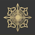 Golden Star Shaped Decorative Ornament With Intricate Filigree Design And Central Round Accent