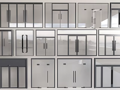 Various Modern Casement Windows With Glass Panels And Sleek Aluminum Frame Designs 3d model