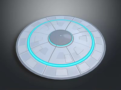 Futuristic Circular Panel Design Featuring Blue Glowing Ring And Geometric Patterns 3d model