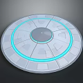 Futuristic Circular Panel Design Featuring Blue Glowing Ring And Geometric Patterns 3d model