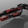 Large Red And Black Cosmic Spaceship With Complex Interstellar Structure 3d model