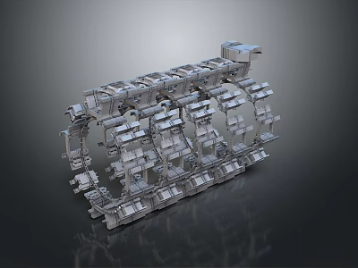 Complex Industrial Mechanical Structure Featuring Metal Components And Engineering Framework Design 3d model