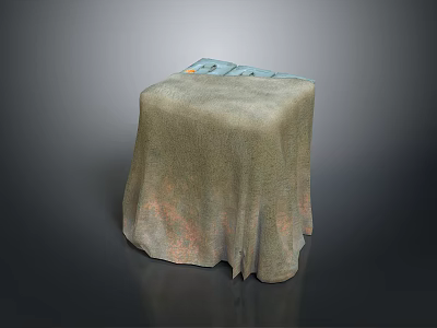 Soft Textured Neutral Beige Tablecloth Covering Square Living Room Table 3d model