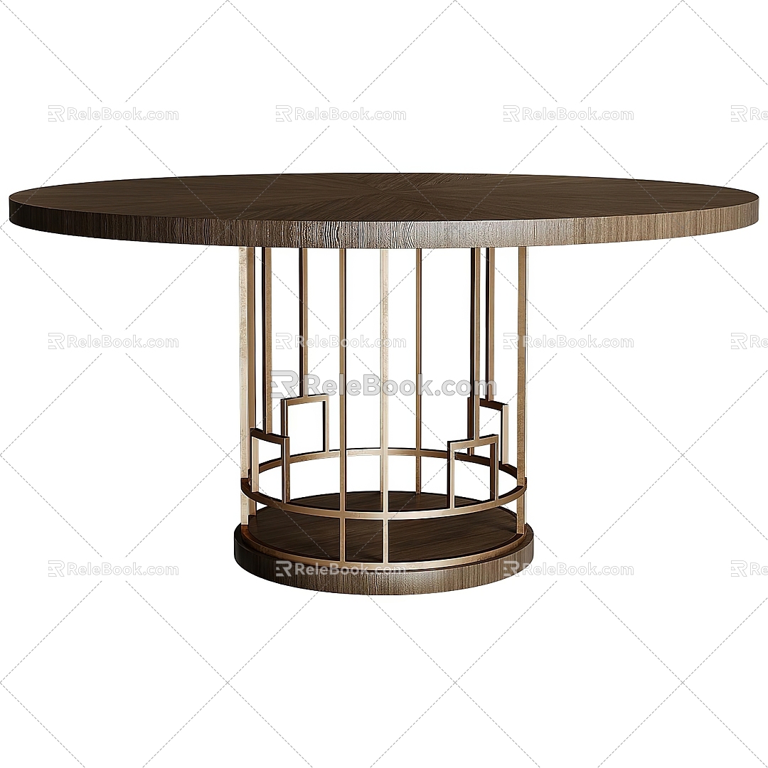 Dining table marble dining table round table round table 3d model