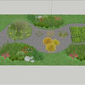 Diverse Ground Cover Plants In Garden With Gravel Path And Colorful Flowers