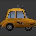 Cartoon Style Yellow Taxi With TAXI Roof Sign And Round Windows
