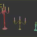 Elegant Candelabra Designs With Red Silver And Gold Metal Bases For Home Interior Decor
