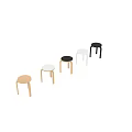 Light Wood Single Chair With Round Seat And Simple Leg Design