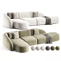 Comfortable Sectional Sofa With Soft Fabric Decorative Pillows Throw Blanket And Round Accent Balls