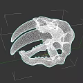 Detailed Animal Skull With Sharp Teeth And Cracked White Bone Texture 3d model