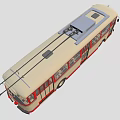 Vintage Tram With Cream And Red Exterior Multiple Windows Interior Seats And Roof Pantograph