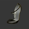 Black Leather High Heels With Thin Strap Design And Sleek Reflective Upper 3d model