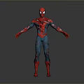 SpiderMan Character In Red And Blue Torn Suit Standing With Arms Outstretched