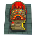 Industrial Heated Drum Furnace Equipment With Red Pipes Safety Railings And Control Panel