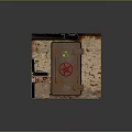Underground Chamber With Brick Walls Map Laptop Metal Door Red Valve Grid Floor
