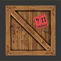 Sturdy Wooden Crate Featuring Wooden Planks Red Labels And Metal Rivets Design