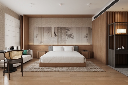 New Chinese Hotel Rooms 3d model