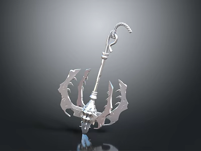 Intricate Metallic Water Vessel Anchor With Decorative Claw Structure For Marine Use 3d model