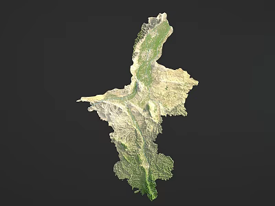 3D Garden Landscape With Green Vegetation Mountainous Terrain And Linear Paths 3d model
