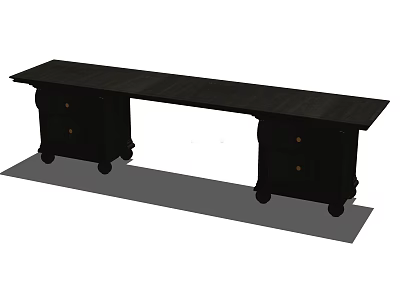 Black Desk With Drawers And Cabinet Design For Home Office Space 3d model
